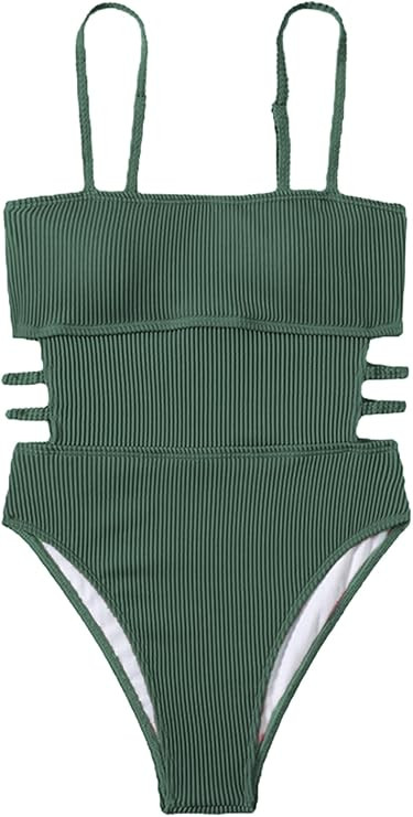 Hilinker Women's Ribbed One Piece Swimwear Cutout Tummy Control Bathing Suit | Amazon (US)