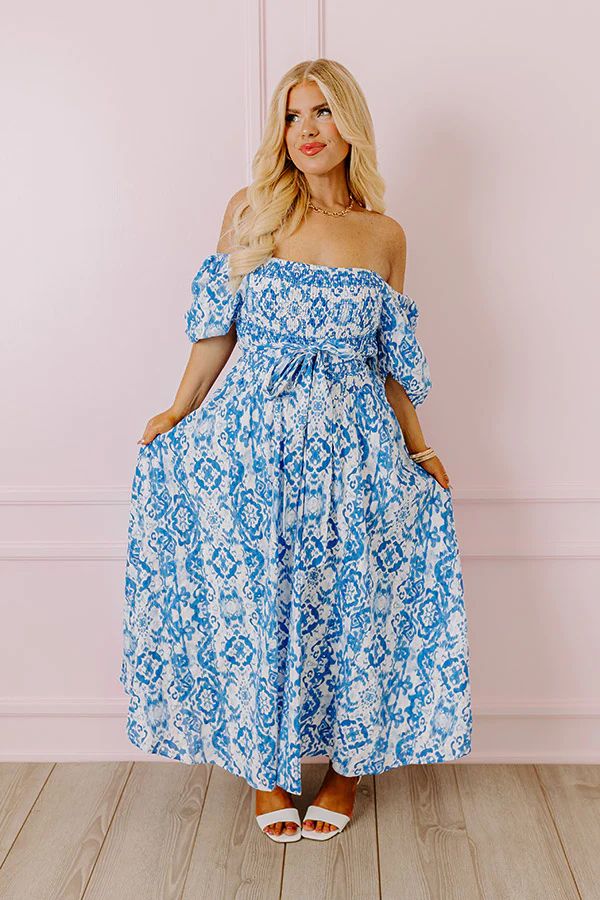 Ocean Breeze Smocked Maxi Dress Curves | Impressions Online Boutique