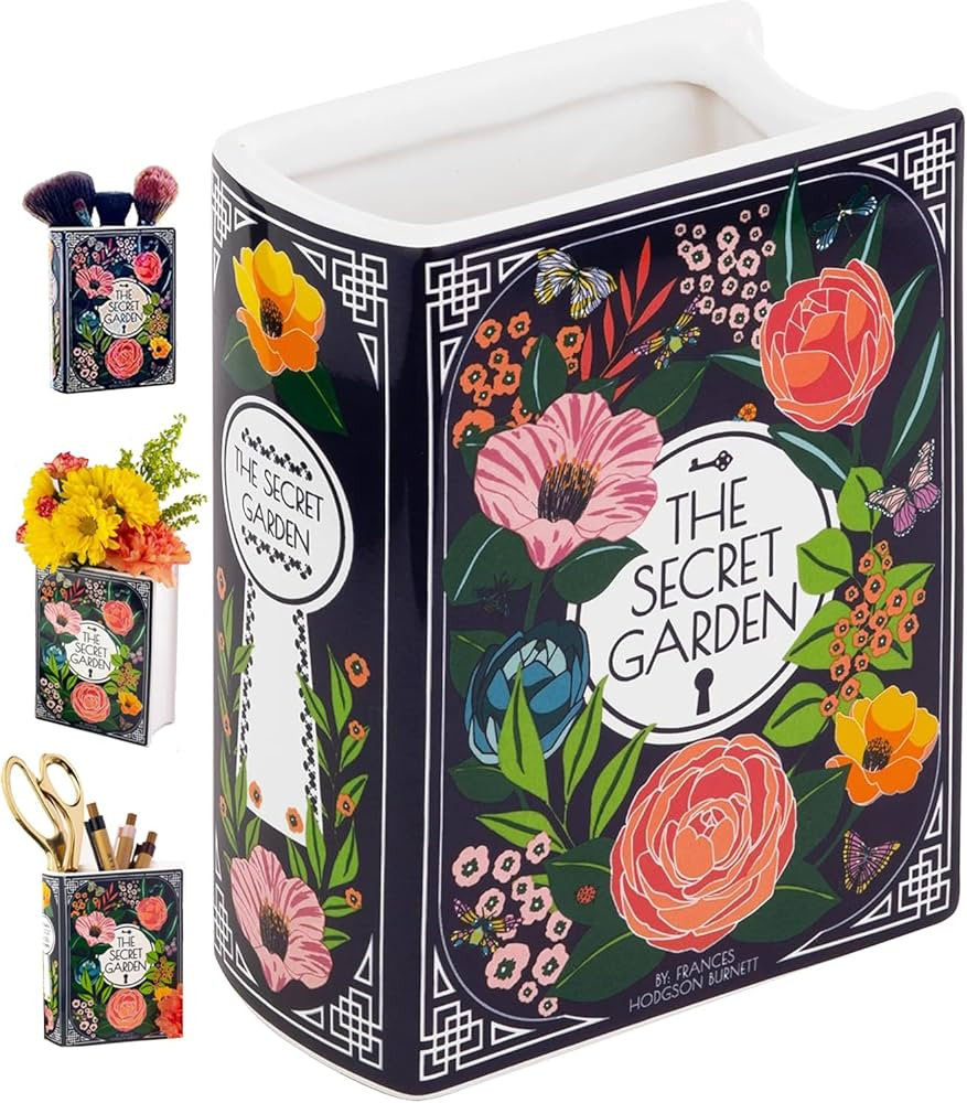 Book Vase for Flowers Ceramic Book Planter Pot Bookish Gifts for Book Lovers Bookshelf Decor Book... | Amazon (US)