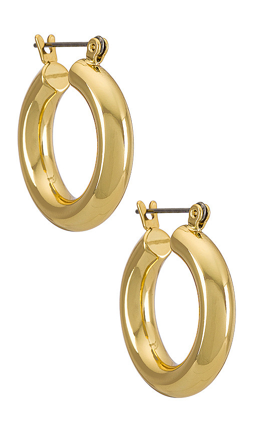 Luv AJ Baby Amalfi Tube Hoops in Metallic Gold. | Revolve Clothing (Global)