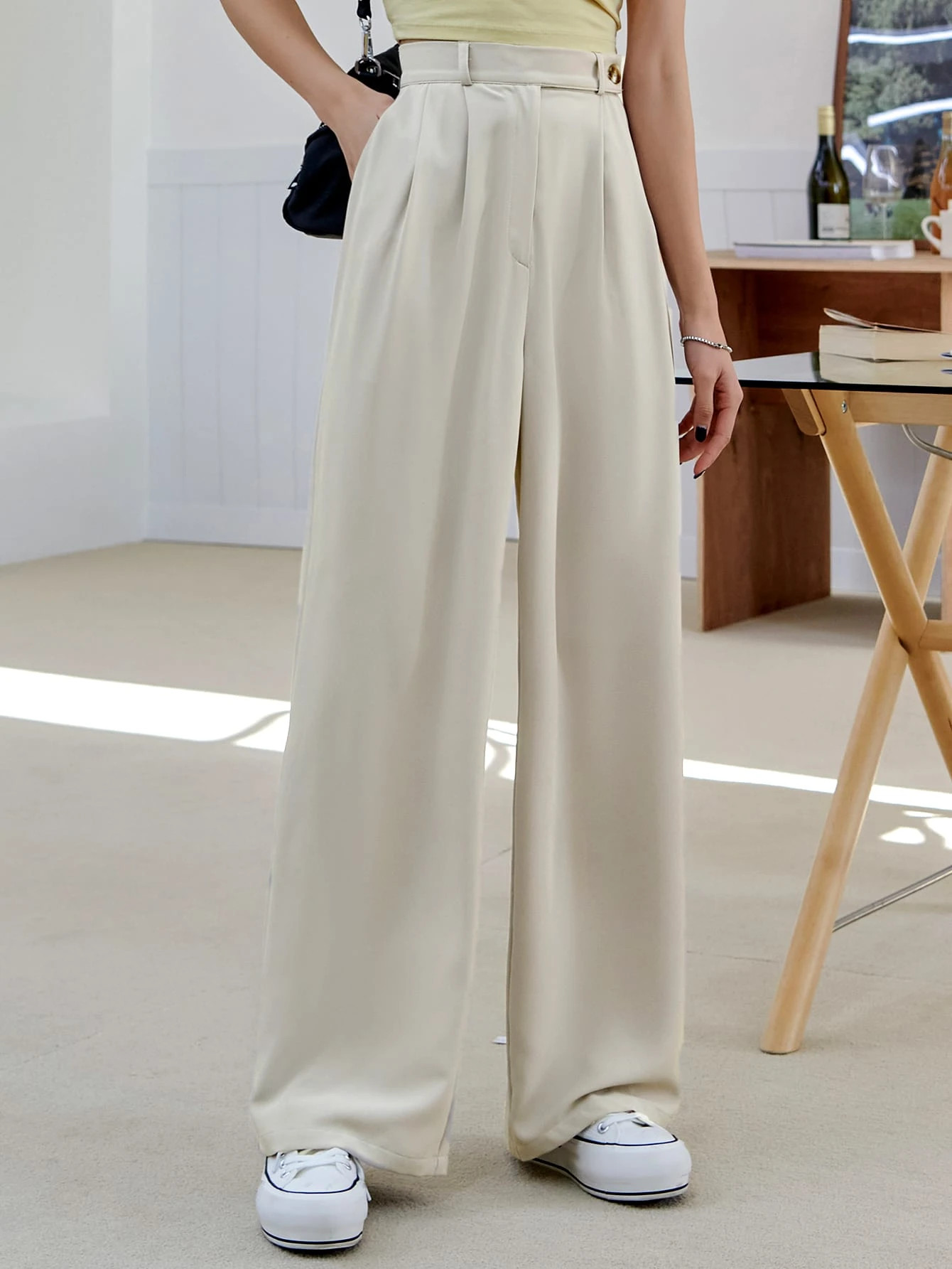 DAZY High Waist Plicated Detail Tailored Pants
   SKU: sw2110148686025666      
          (50 Rev... | SHEIN