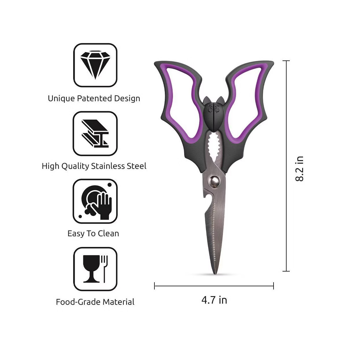 Ototo Elizabat Bat Kitchen Scissors Stainless Steel Cooking Scissors Black | Target