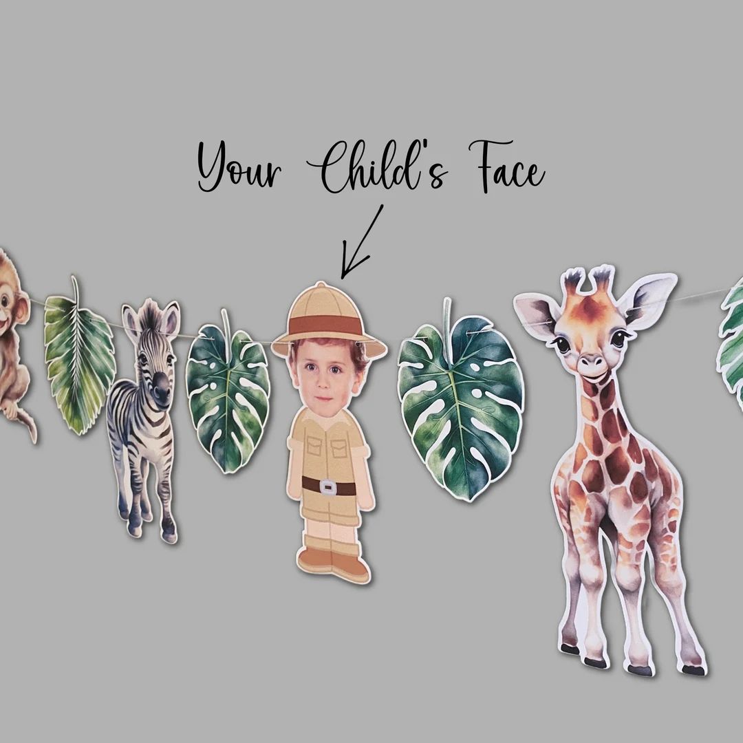 Personalized Safari Boy, Jungle Animals Garland Banner, Baby Jungle Animal Party Decorations, Bab... | Etsy (US)