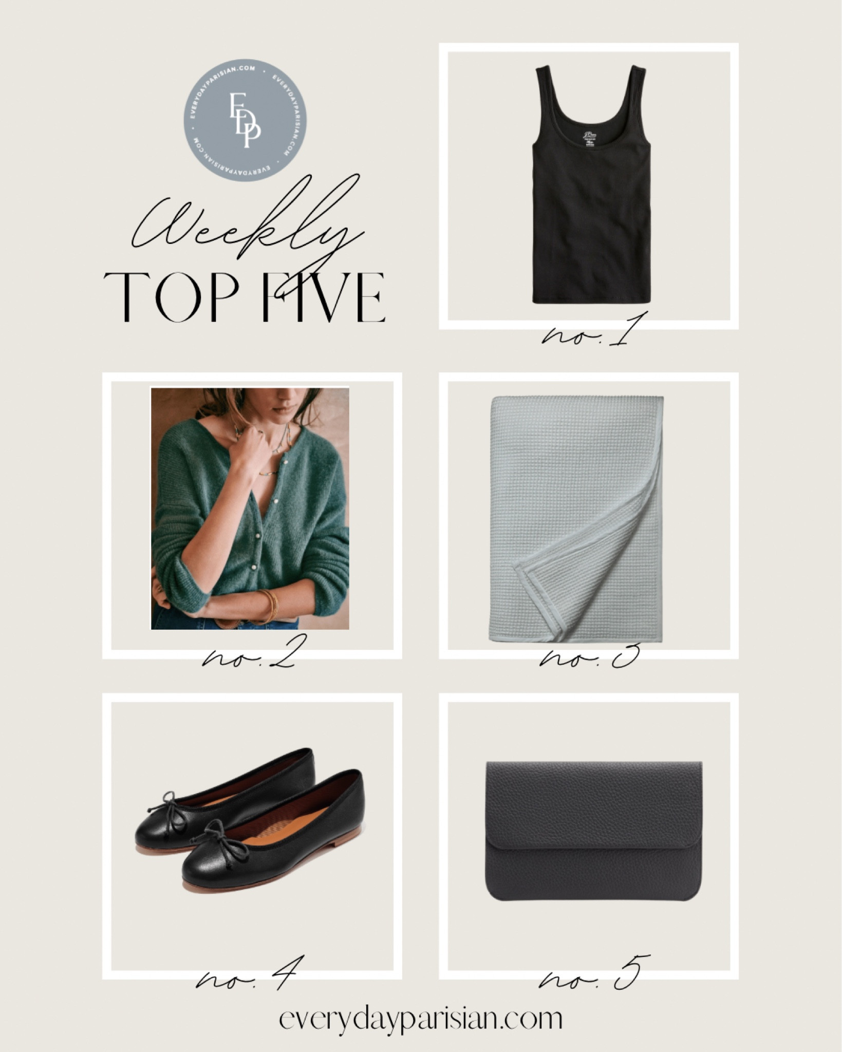 This week’s best sellers include this great layering tank from J.Crew that is 40% off. My crossbody bag from Cuyana and the best waffle blanket from Boll and Branch. 

#LTKSeasonal #LTKitbag #LTKhome