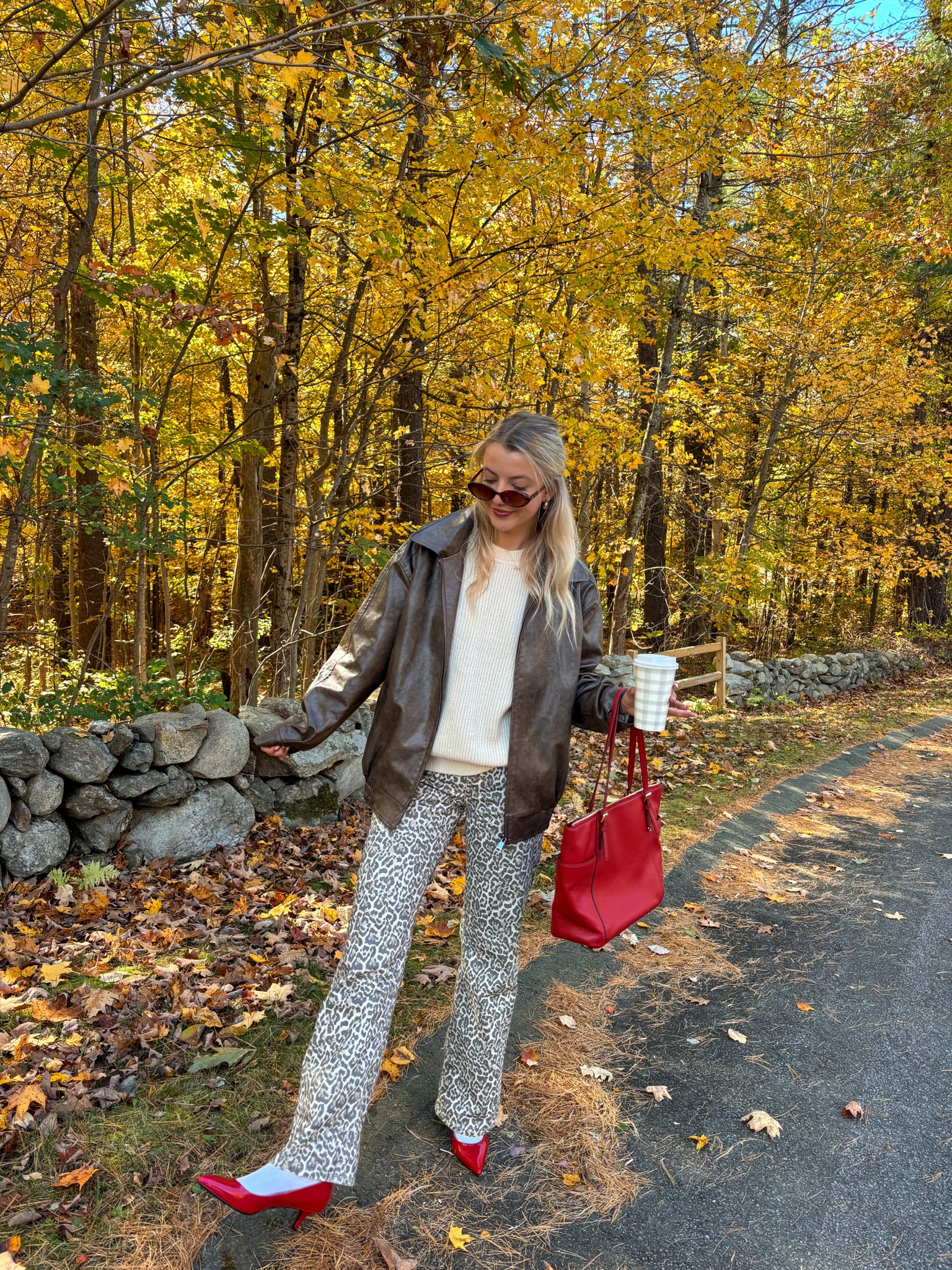 cheetah print & pops of red❣️🍂🐆

fall outfit inspo, fall fashion trends, cheetah print pants, red outfit, brown leather jacket

#LTKSeasonal #LTKStyleTip