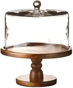American Atelier Madera Pedestal Plate with Dome, Brown, 11.8x12.2" | Amazon (US)