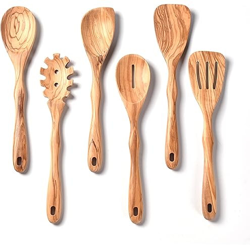 Amazon.com: Gudamaye 13 inch Long Wooden Utensils for Cooking, Long Handle Wooden Spoons for Cook... | Amazon (US)