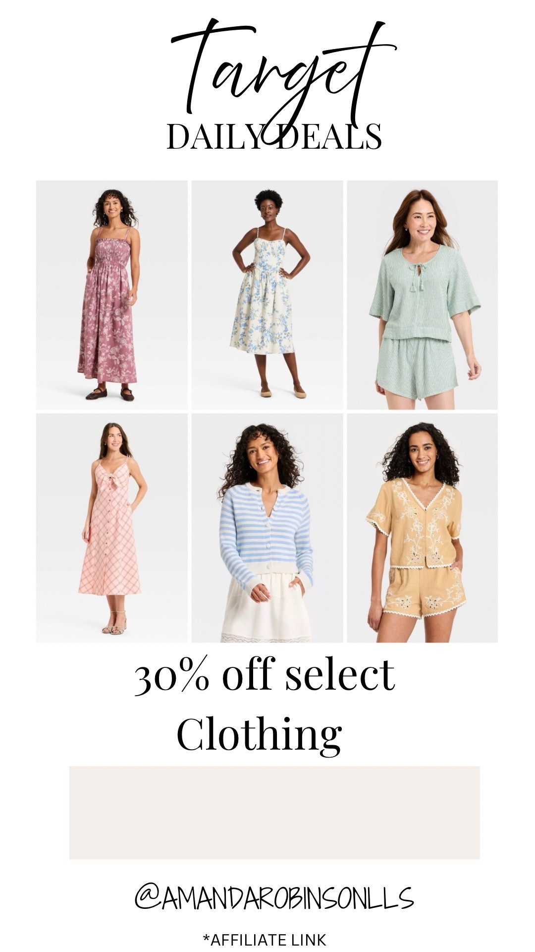 Target daily deals
30% off select women’s clothing 

#LTKSaleAlert