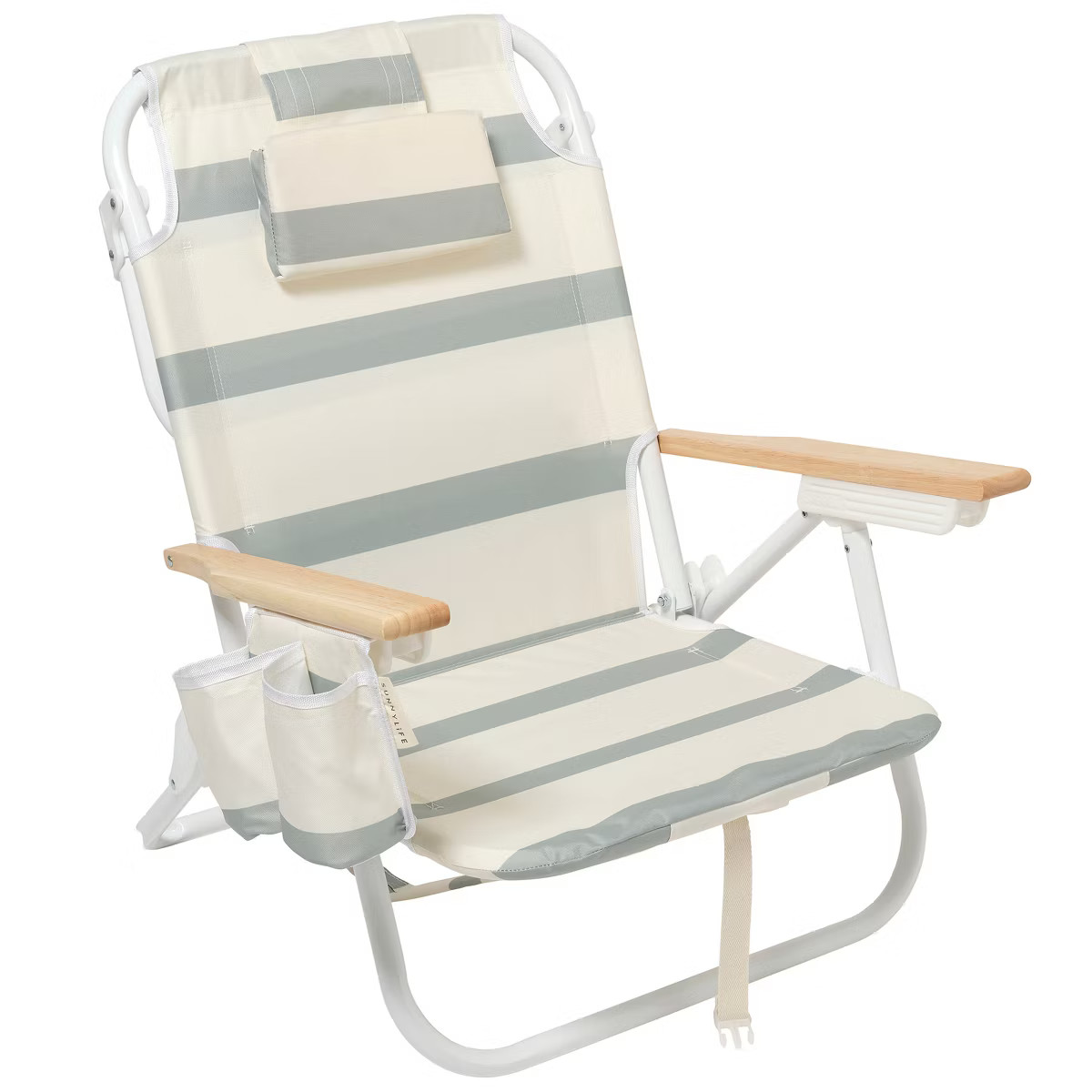 Sunnylife Deluxe Beach Chair - La Palma Sage Stripe - Adjustable, Cooler Bag | Target