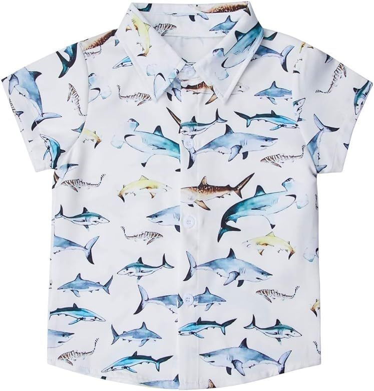 2-8T Boys Button Down Hawaiian Shirts Aloha Tropical Short Sleeve Holiday Beach Party Gifts Kids Dre | Amazon (US)