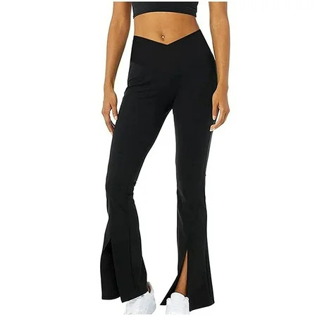 Early Access Deals Women s nine-quarter pants Flared pants High-waisted front split yoga pants hotte | Walmart (US)