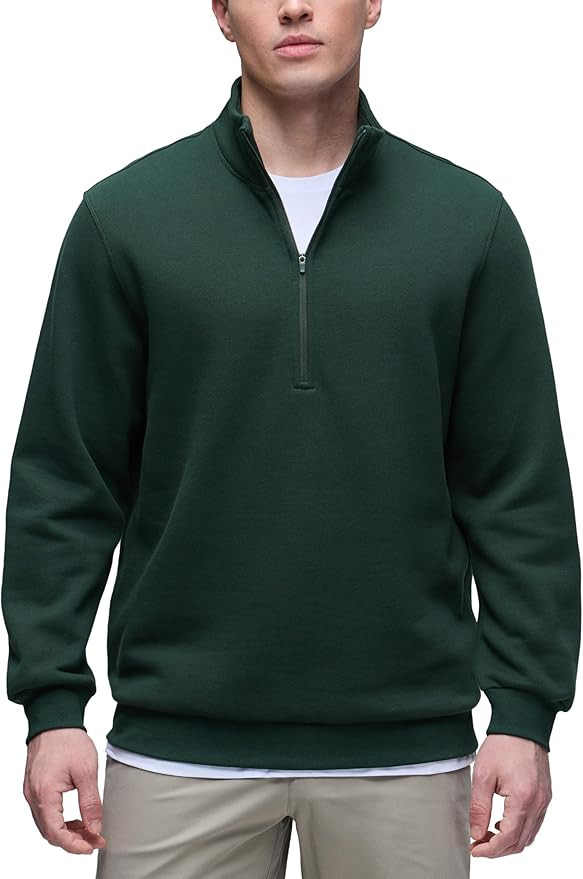 CRZ YOGA Cotton Fleece Lined Half Zip Sweatshirts for Men - Mock Neck Pullover Sweat Shirts Casua... | Amazon (US)
