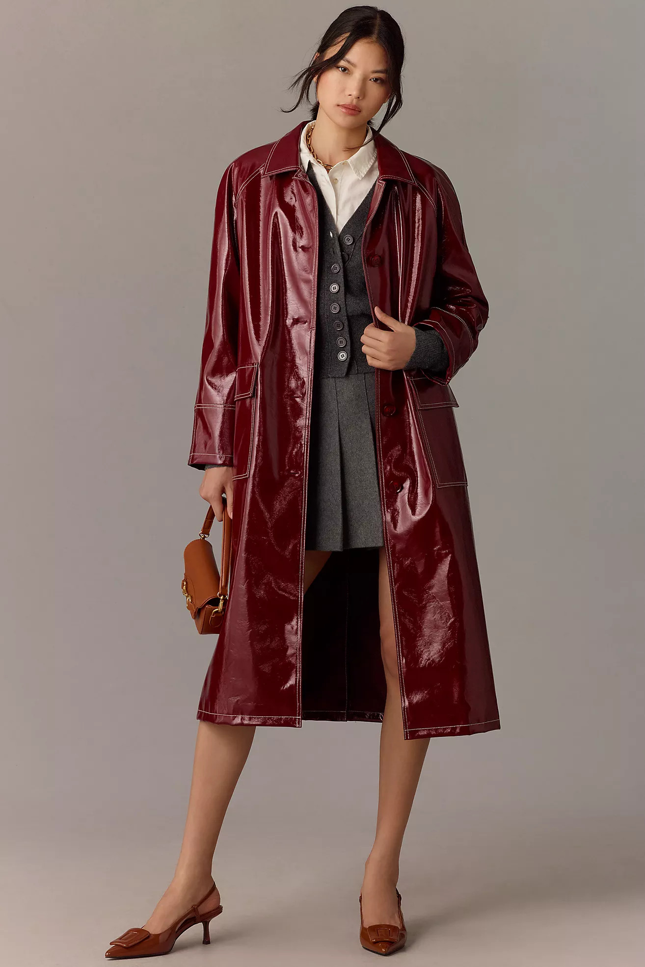 By Anthropologie Patent Faux-Leather Trench Coat | Anthropologie (US)