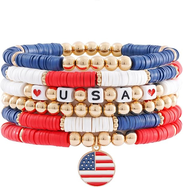 Heishi Beaded Stretch Bracelets for Women Stackable Polymer Clay Beads Bracelets Friendship Boho ... | Amazon (US)