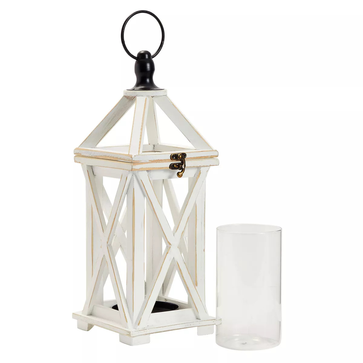 Wooden Decorative Lantern Candle Holder with Glass Hurricane for Fireplace, Rustic Tabletop Decor... | Target