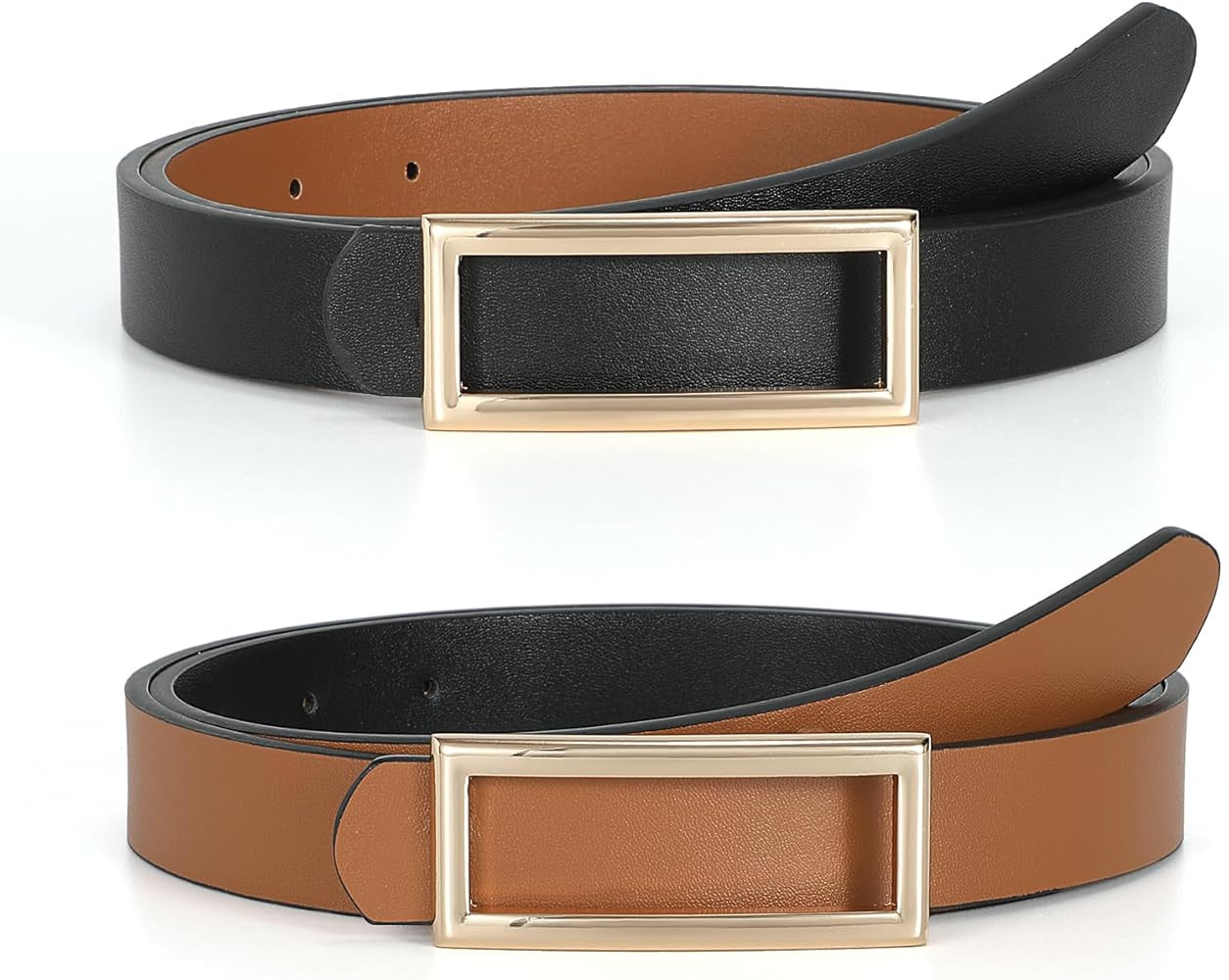 SUOSDEY Women Reversible Leather Belts for Jeans Pants Dresses Ladies Fashion Belts with Gold Buc... | Amazon (US)