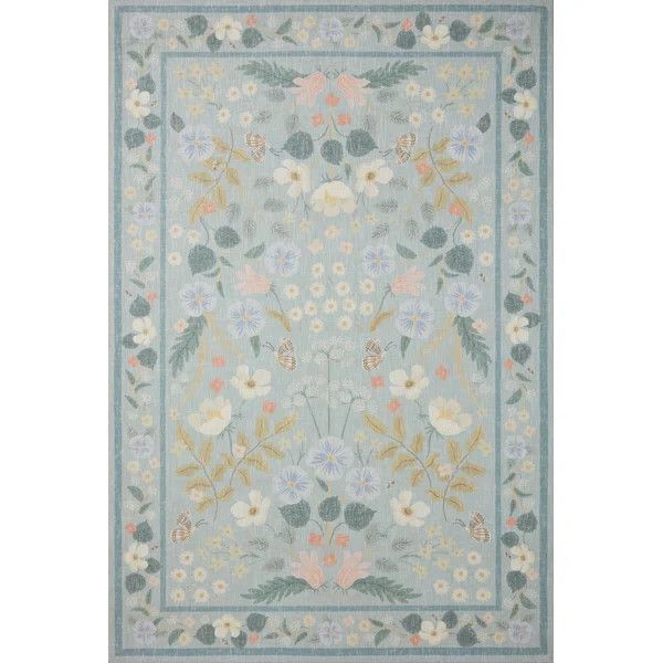 Rifle Paper Co. x Loloi Floral Willow Sky Area Rug | Wayfair North America