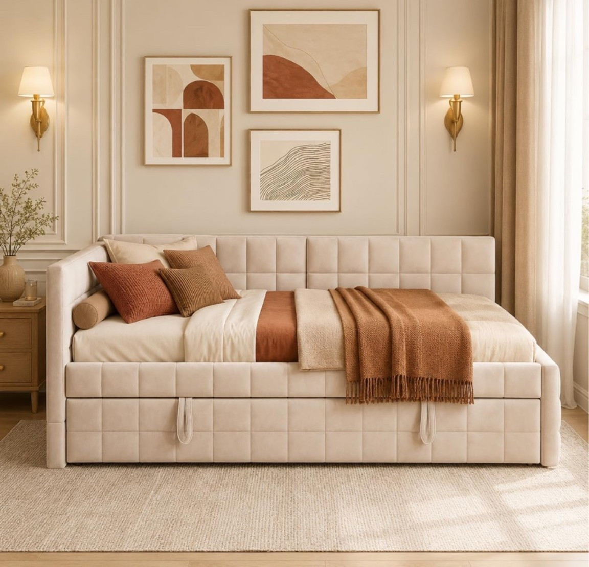 Bed + Bath Co. Collection 💤🌙🫧🛁

Soft neutrals, cozy textures, and thoughtful details that make every guest room feel welcoming, comfortable, and beautifully designed.

Bed. Daybed. Upholstered daybed. Daybed with trundle. Guest room decor. Guest bedroom ideas. Bedroom furniture. Daybed with USB ports. Neutral home decor. Cozy home. Bedroom decor. Small space furniture. Multifunctional furniture. Home decor. Beige furniture. Bedroom inspiration. Guest bed.

Shop the collection.

#LTKKids #LTKHome #LTKU