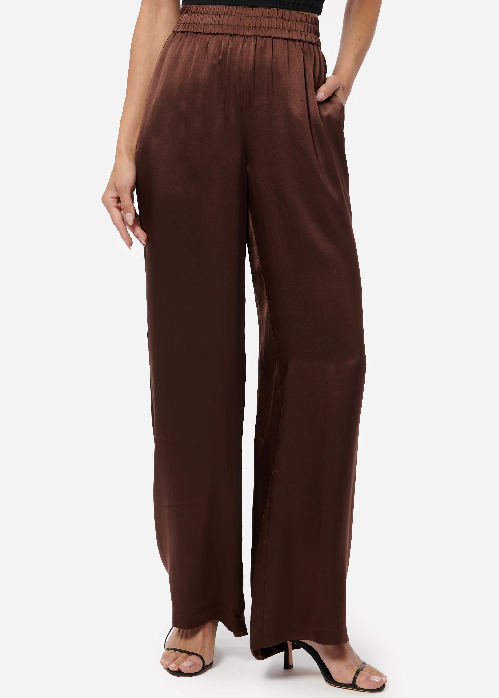 Bleecker Silk Pant Chocolate | CAMI NYC
