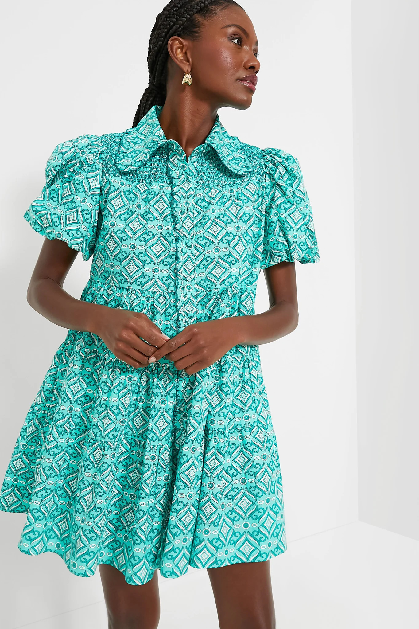 Mint Green Geo Floral Graham Mini Dress | Tuckernuck (US)