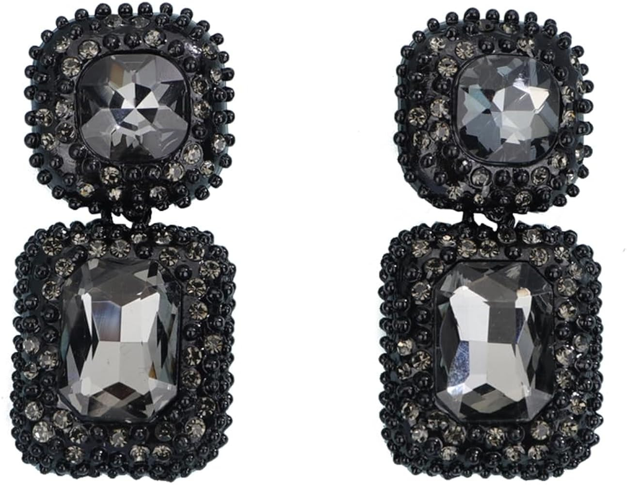 Denifery Vintage Black Rhinestone Statement Earrings Fancy Crystal Rectangle Drop Dangle Earrings... | Amazon (US)