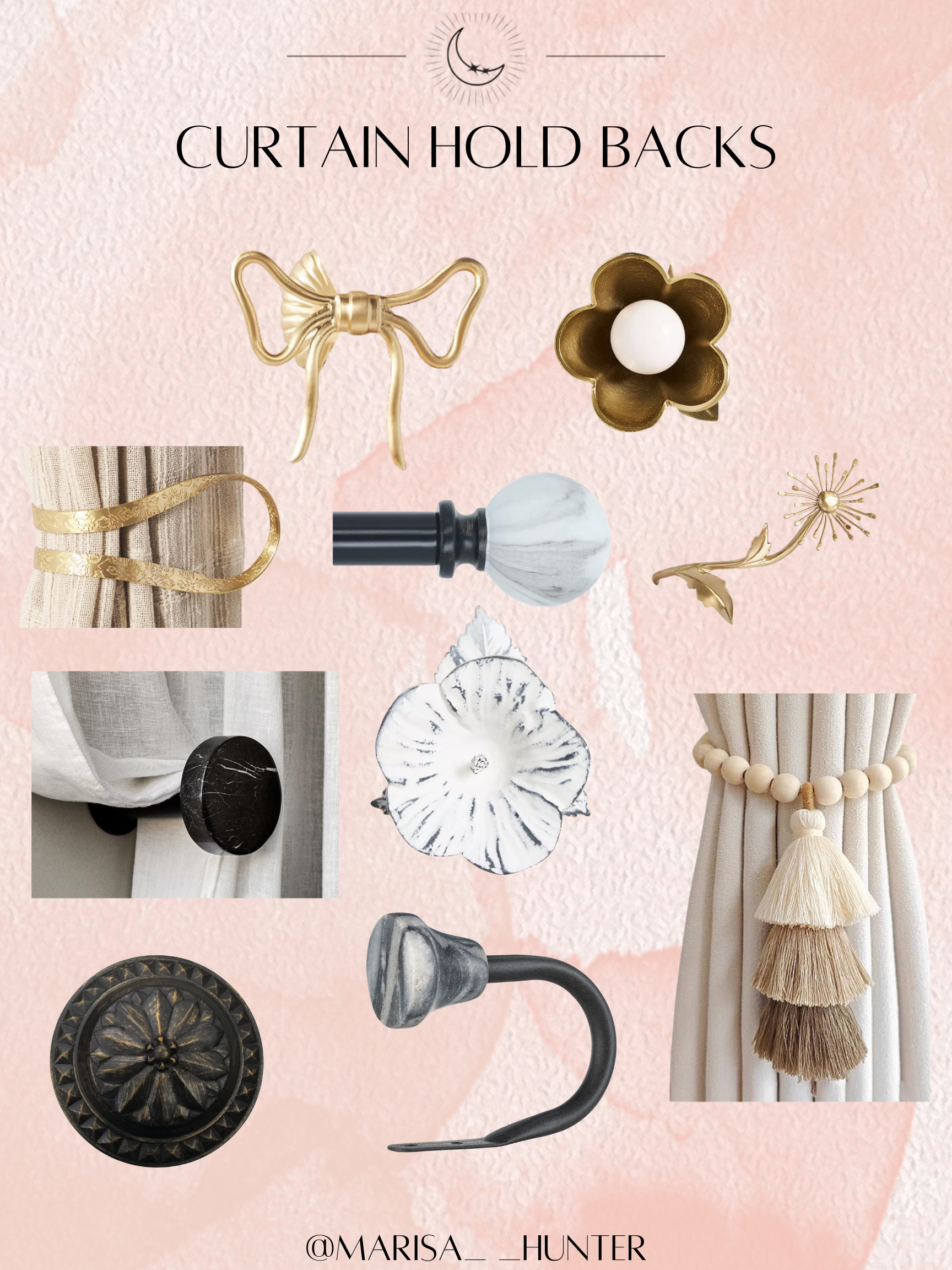 Curtain hold backs 

Anthro dupes window treatment curtain tie back

#LTKHome