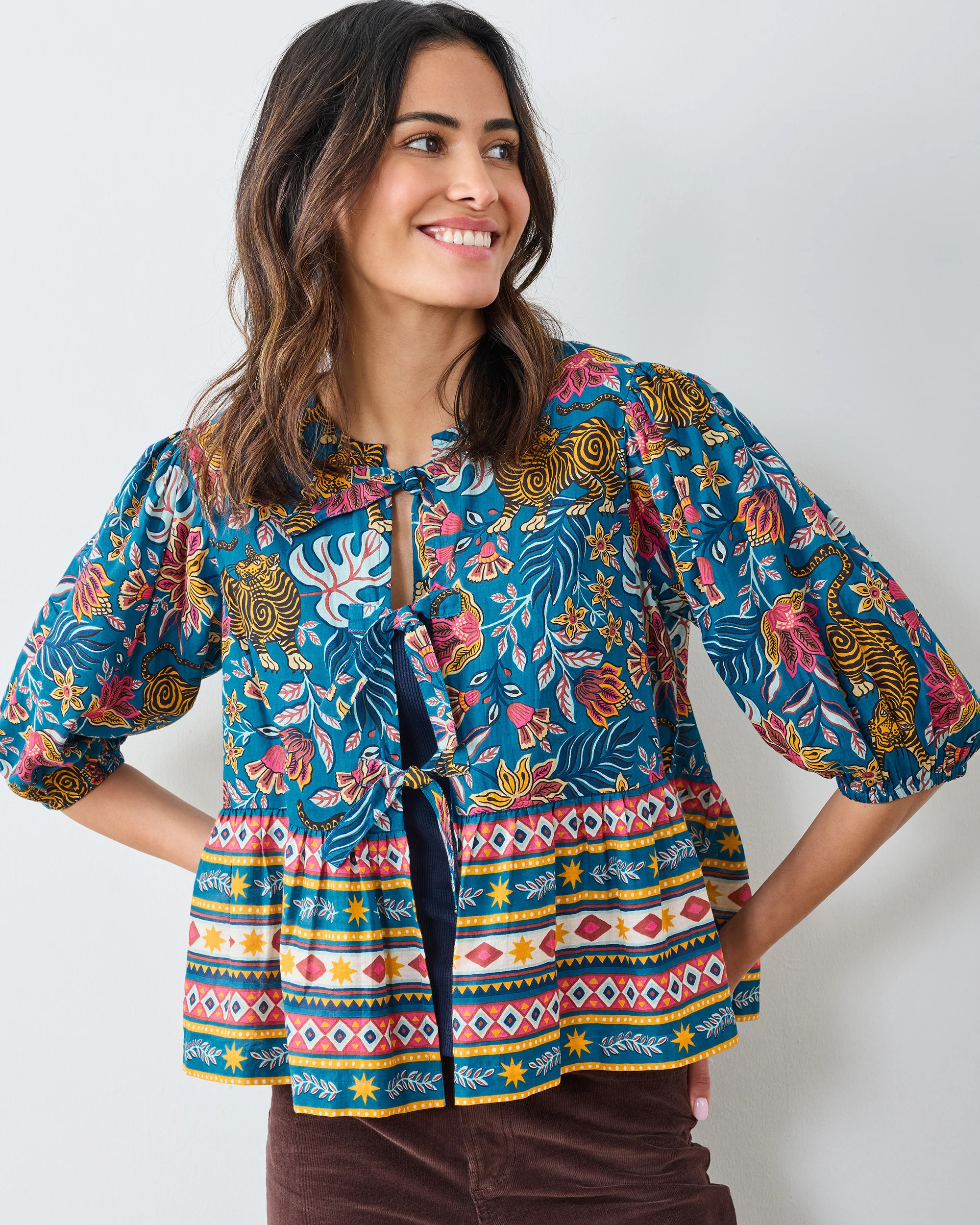 Tibetan Tigress - Annabelle Blouse - Blue Ridge | Printfresh