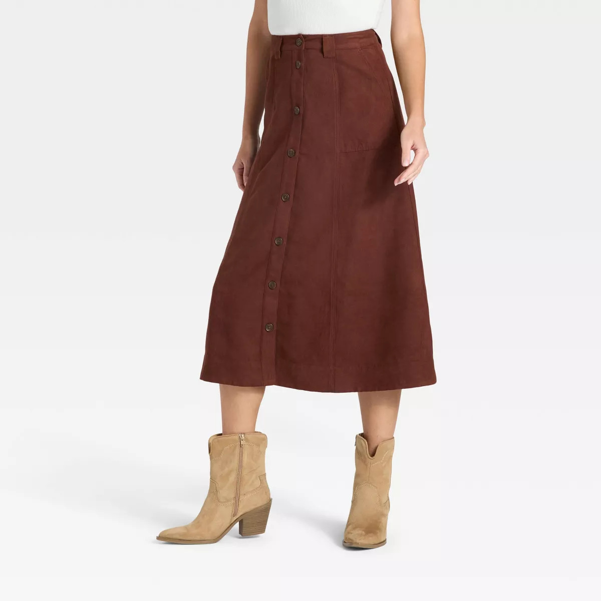 Women's Faux Suede Midi A-Line Skirt - Universal Thread™ | Target