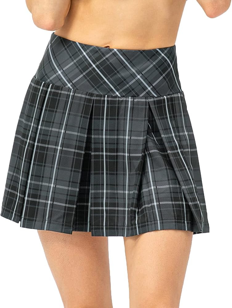 Amxiway Women's Pleated Tennis Skirts with Shorts Mini Plaid Golf Skort High Waisted Skorts Casua... | Amazon (US)
