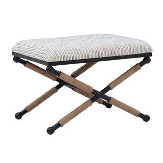 Linon Home Decor Alden 18 in. Backless Iron Base Stool with Black/White Striped Pattern Upholster... | The Home Depot