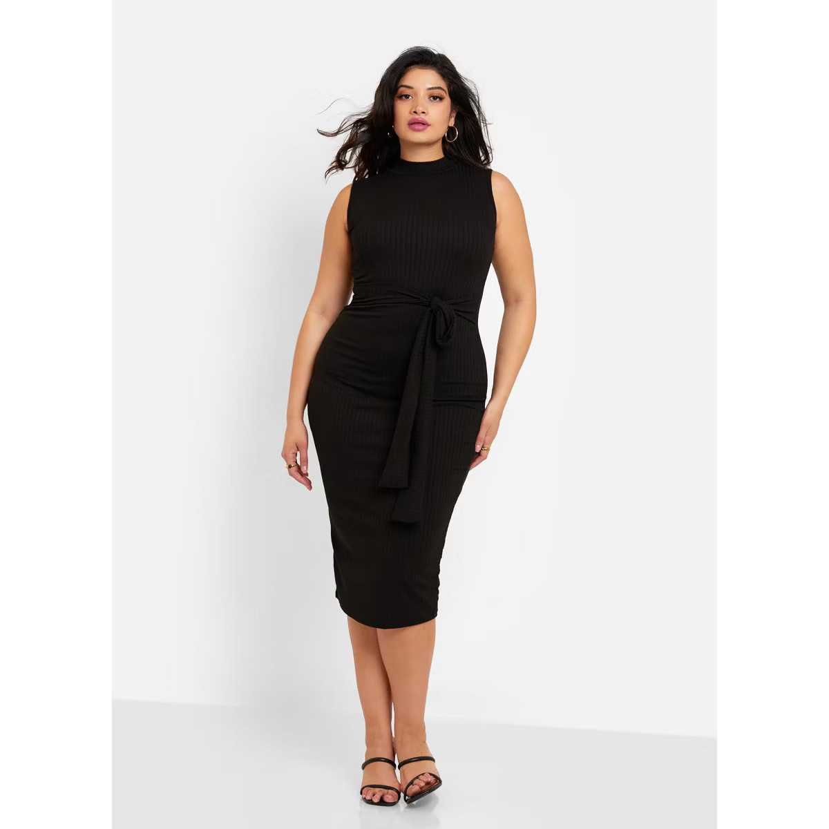 Rebdolls Women's Essential Ribbed High Neck Midi Bodycon Dress | Target
