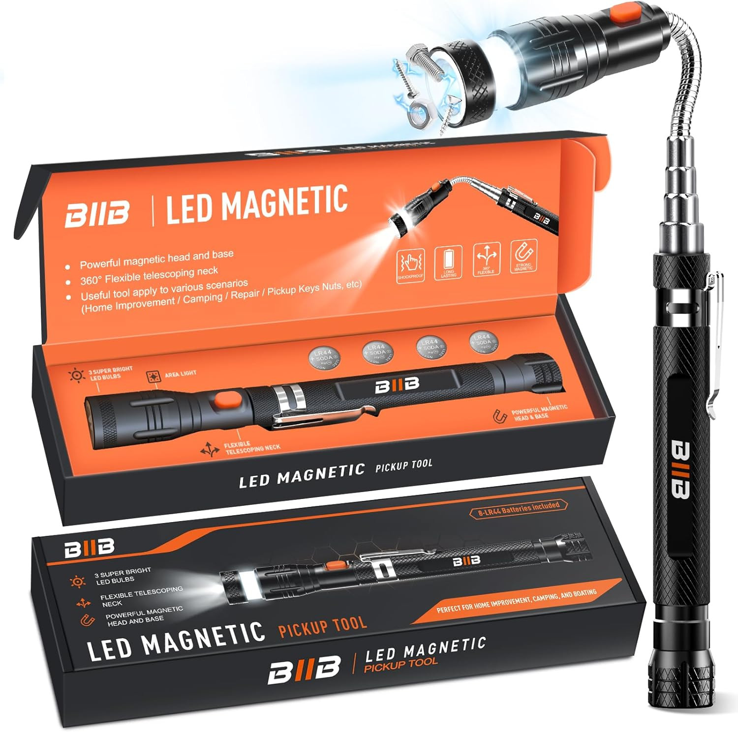 BIIB Stocking Stuffers for Men Adults, Gifts for Men LED Telescoping Magnetic Pickup Tools, Mens ... | Amazon (US)