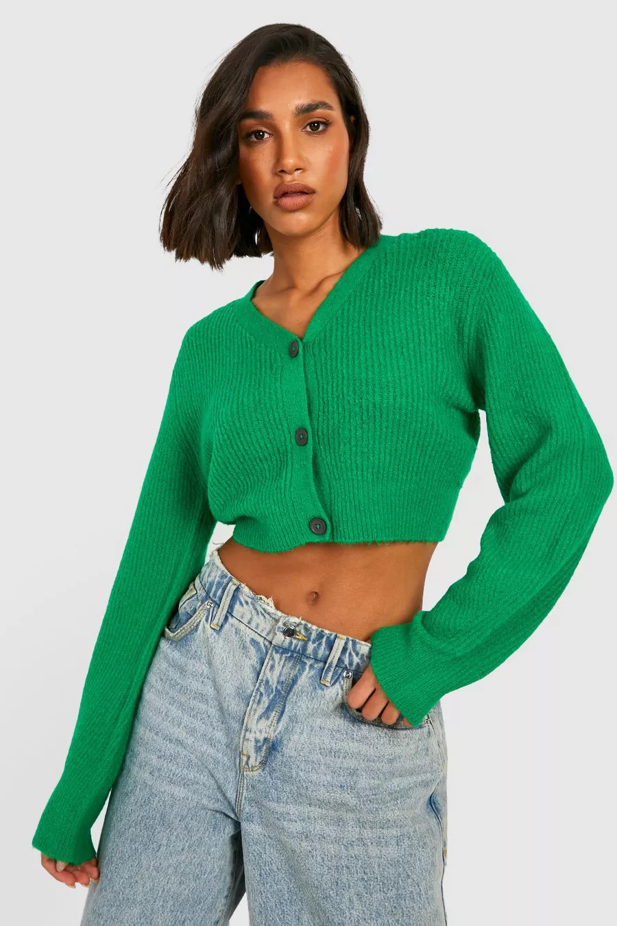 Balloon Sleeve Cropped Cardigan | Boohoo.com (US & CA)