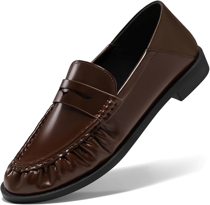 Coutgo Penny Loafers for Women Comfortable Slip on Shoes Collapsible Heel Closed Toe Dressy Casua... | Amazon (US)