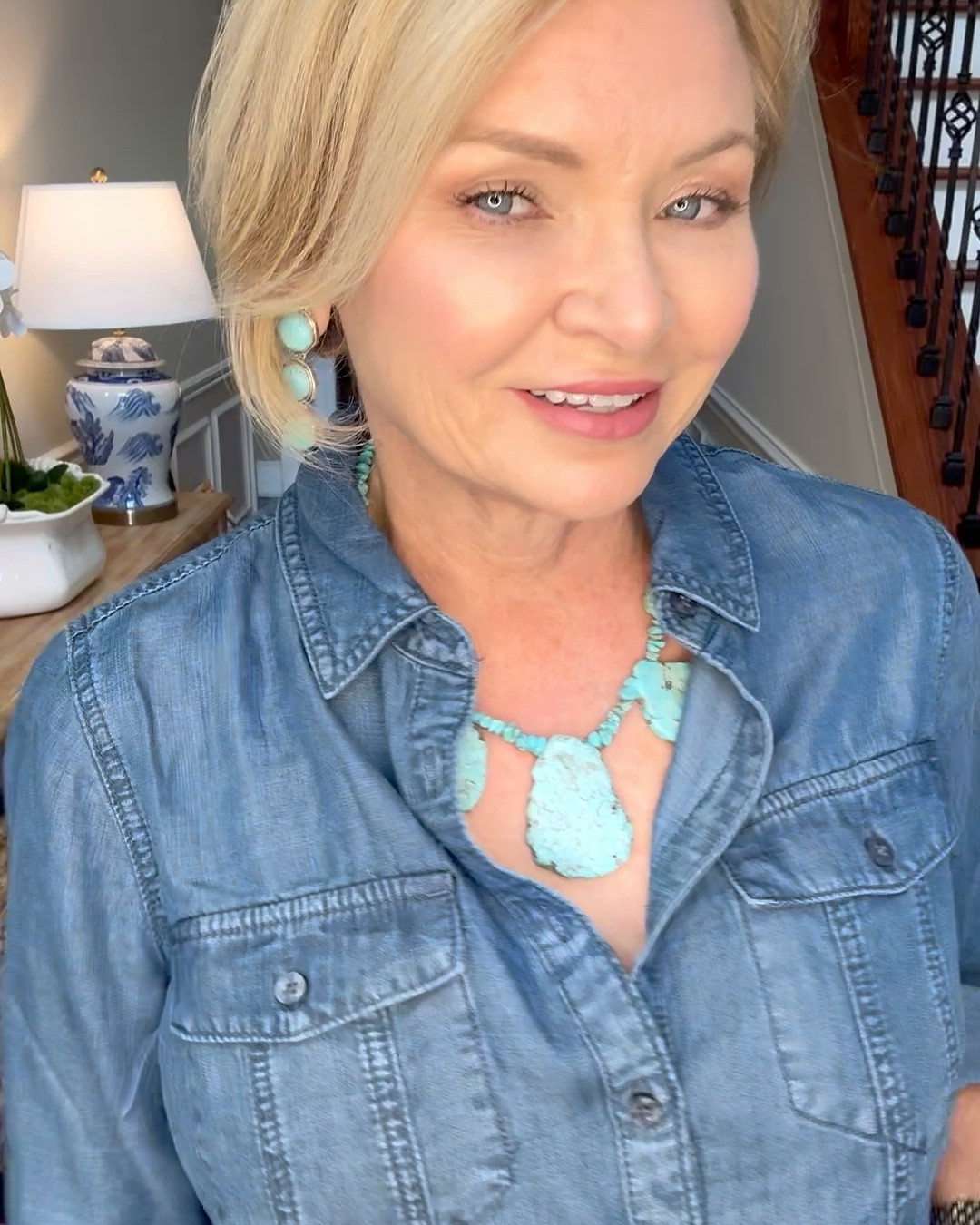 Two of Fall's biggest trends....denim on denim and wide-leg cropped jeans! These pieces are from Chico's and are SO soft & comfortable! The silver belt and turquoise jewelry adds a western flair. I'm wearing the shirt in Small and the jeans in 0P.

Western outfit 
Country concert
Denim on denim
Wide leg jeans
Cropped jeans
Petite
#petitefashion
#falltrends
#fashionover50
#midlifefashion
#lovechicos
#chicosstyle

#LTKOver40 #LTKStyleTip #LTKFindsUnder100