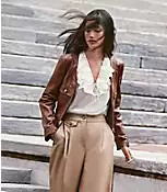 Faux Leather Zip Jacket | LOFT