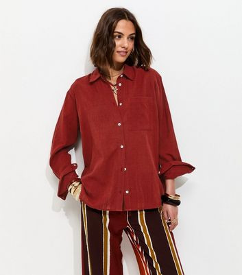 Women's Dark Red Cotton Oversized Shirt New Look | New Look (UK)