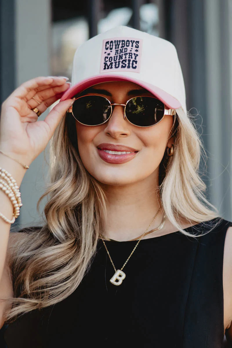 Cowboys & Country Music Pink Patch Two-Toned Hat | Katydid.com