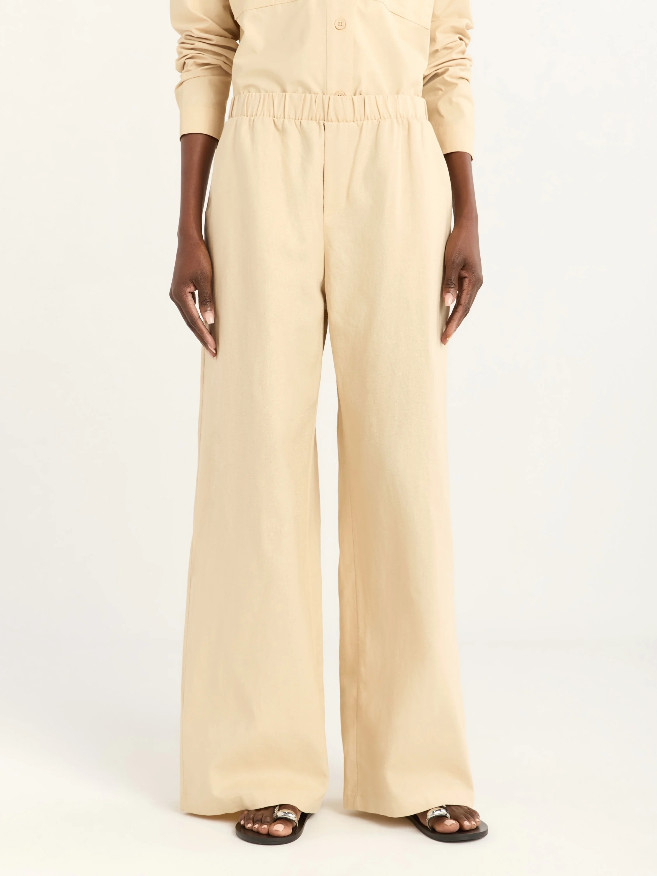 Scoop Women's Linen Blend Wide Leg Pants, 32" Inseam, Sizes XS-4X | Walmart (US)