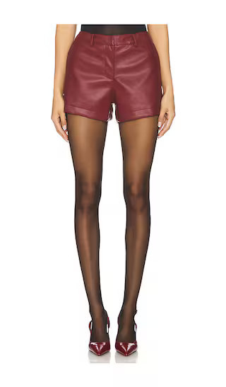 SNDYS x REVOLVE Wendy Faux Leather Shorts in Burgundy. - size XS | Revolve Clothing (Global)