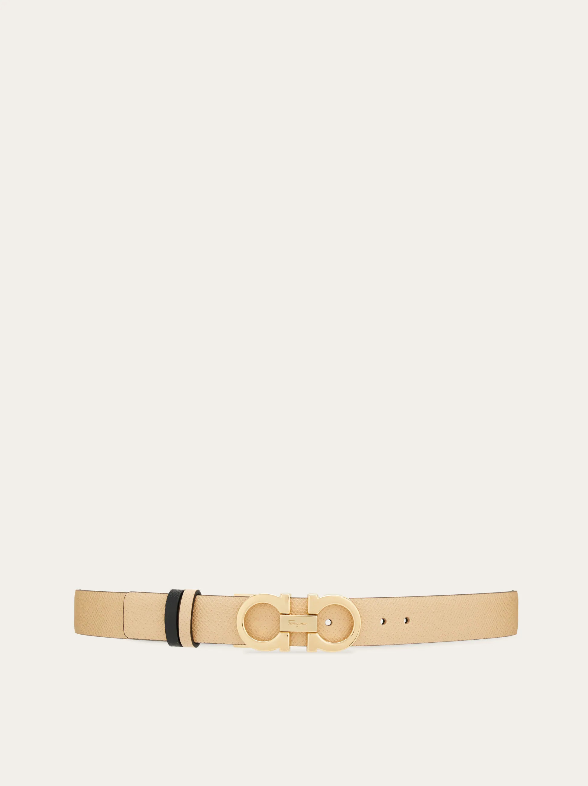 Ferragamo Women Reversible and adjustable Gancini belt Beige | Ferragamo