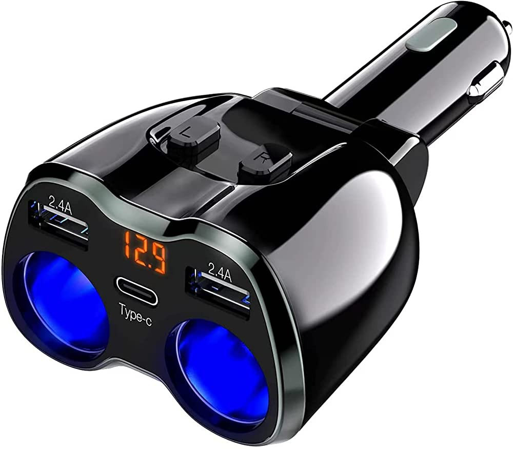 USB C Car Charger, 2 Sockets Cigarette Lighter Splitter 12/24V 80W Dual USB Type-C Ports Separate... | Amazon (US)