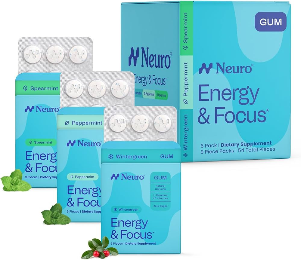 Neuro Energy & Focus Gum Variety Pack, 54 Count, 6 Pack | Amazon (US)