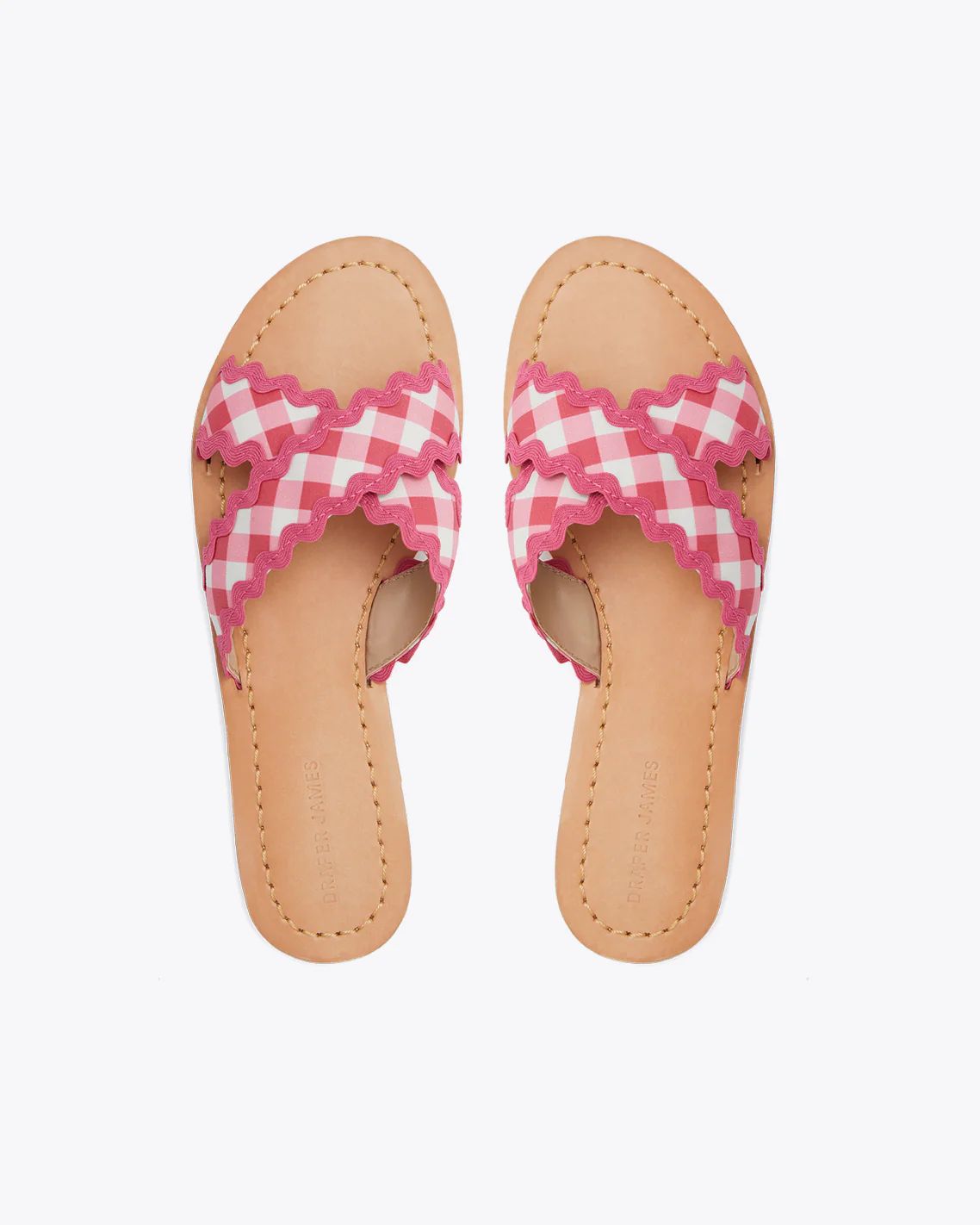 Piper Flat Sandals in Raspberry Gingham | Draper James (US)