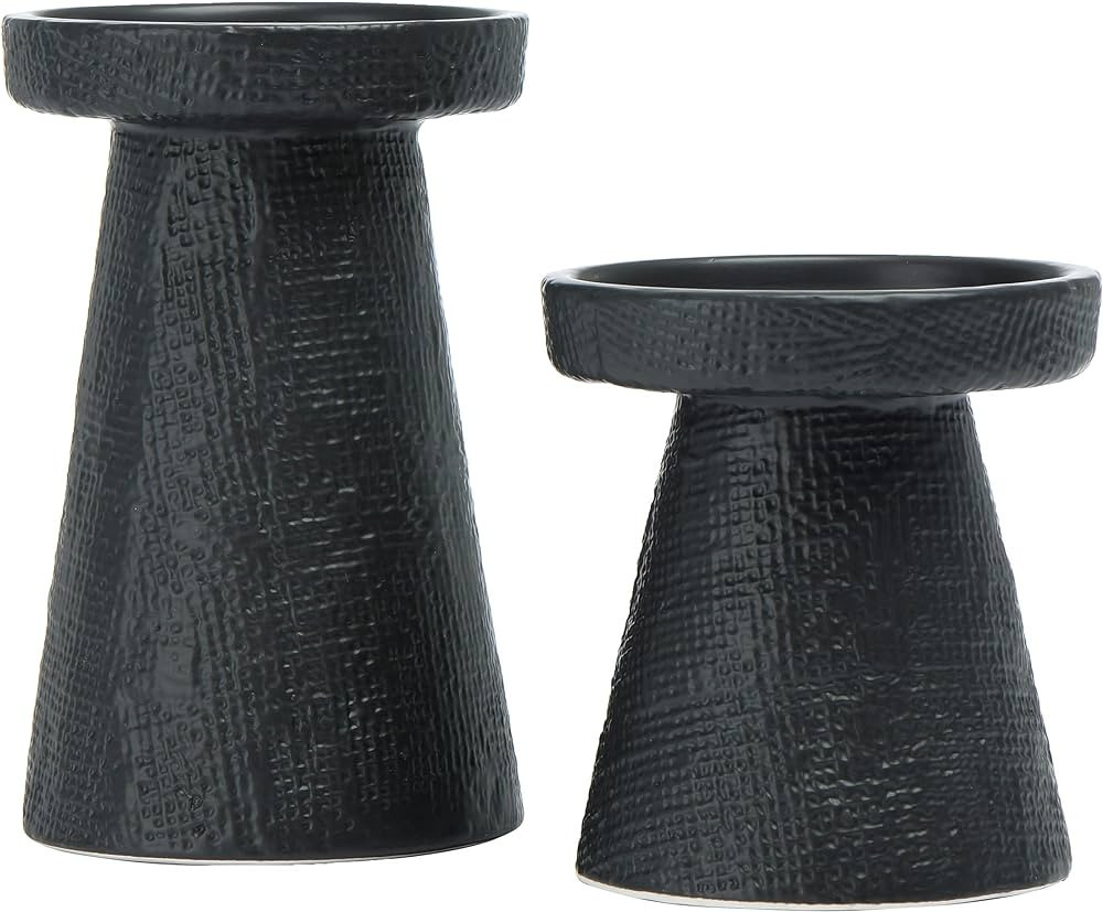 Main + Mesa Stoneware Pillar & Taper Candle Holders, Set of 2 | Amazon (US)