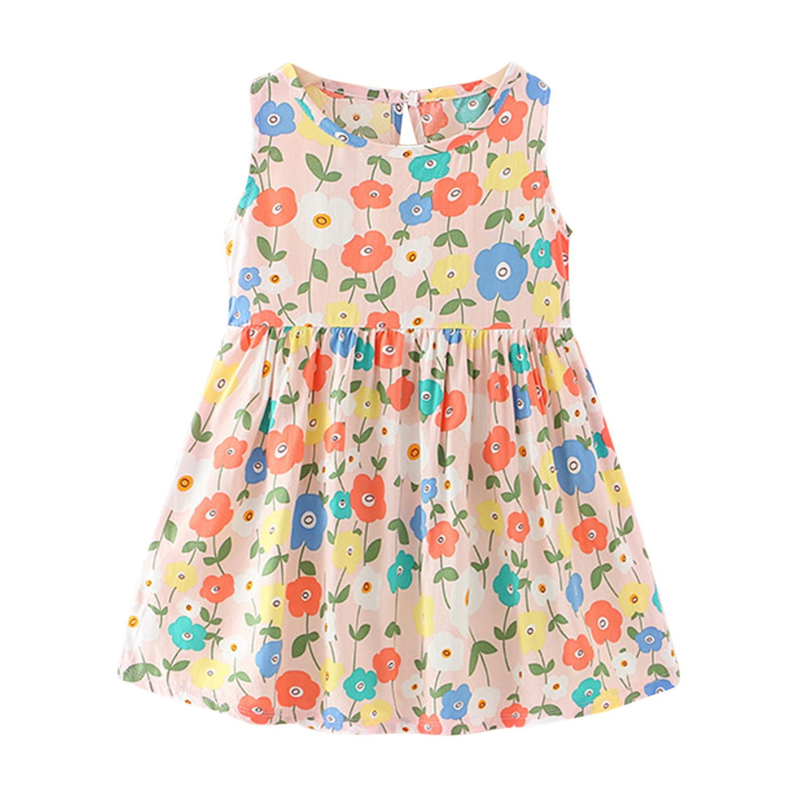 TIHLMK Toddler Girl Clothes Deals Clearance Girl Summer Beach Dress Baby Girls Sleeveless Dress | Walmart (US)