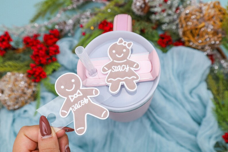 Personalized Gingerbread Name Topper, Stanley Tumbler Tag, Christmas Stanley Name Plate, Holiday ... | Etsy (US)