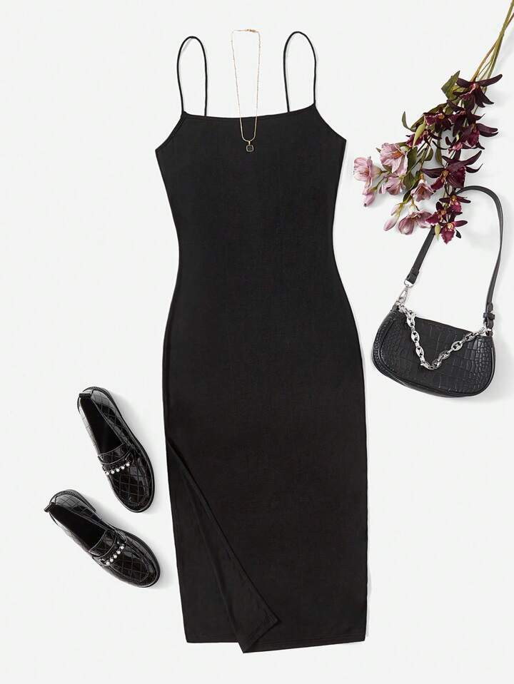 SHEIN EZwear Plus Split Thigh Cami Dress | SHEIN