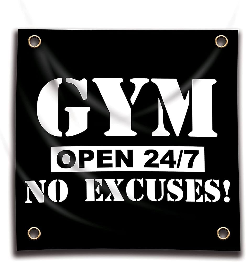 ROVOZAR Workout Banner GYM Open 24/7 No Excuses Motivational Home Gym 3 FT by 3 FT Flag Bodybuild... | Amazon (US)
