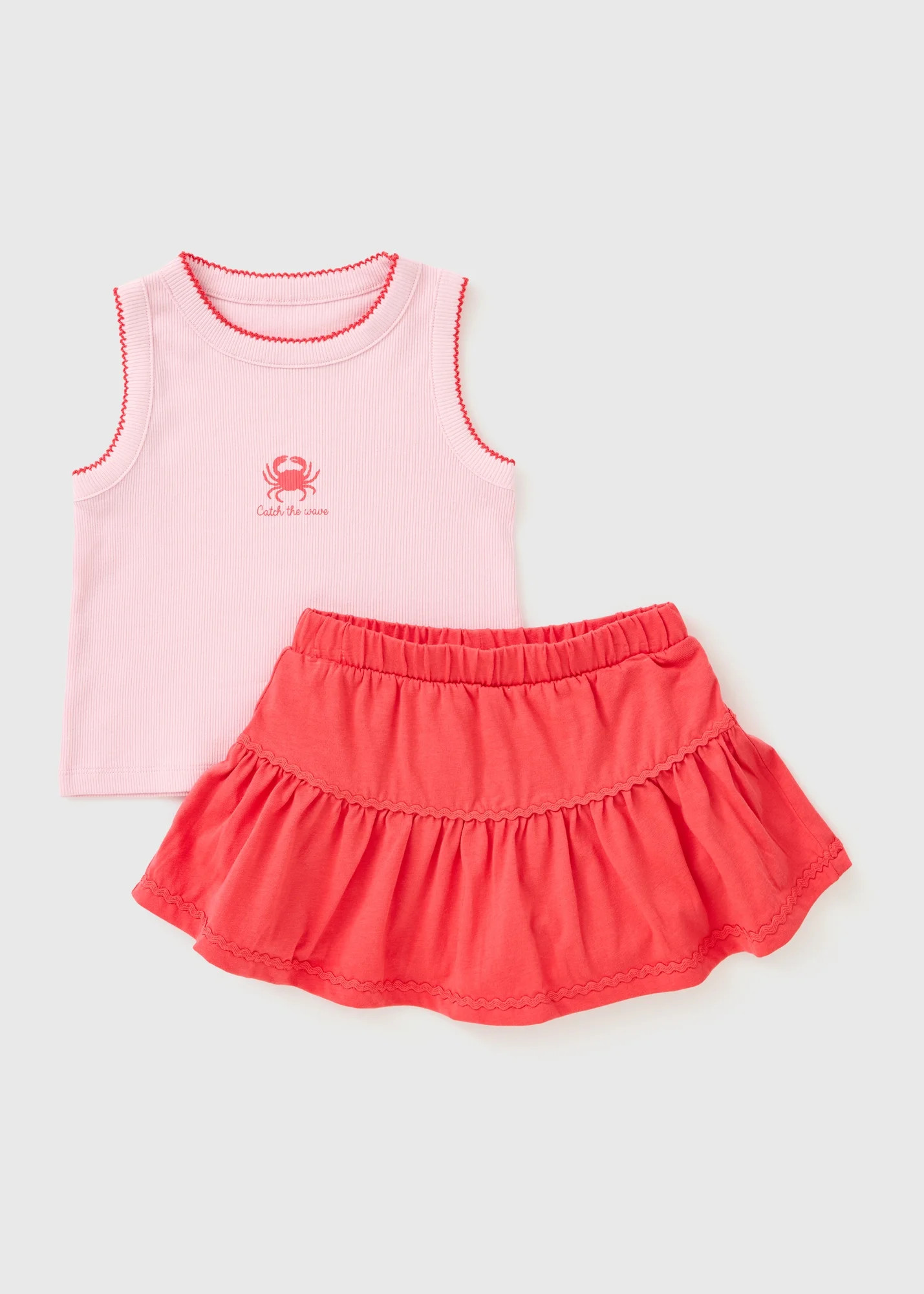 Girls Pink Crab Vest & Skort Set (1-7yrs) | Matalan (UK)